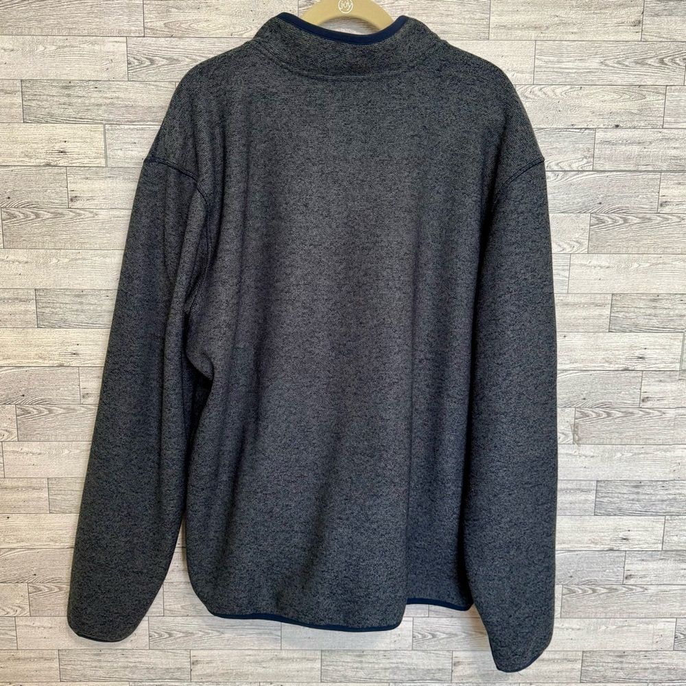EDDIE BAUER Men's Knit Fleece Sweater 1/4 Snap Muff Pocket Gray Navy Sz-XLarge - Picture 11 of 12